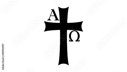 Alpha Omega Cross, black isolated silhouette