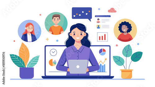 Team collaboration and data analysis with a laptop