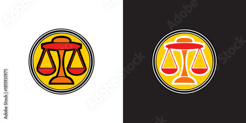 Scales of Justice Emblem on Contrasting Backgrounds for Legal Excellence and Fair Representation, Ideal for Law Firms and Justice-Related Projects with Balanced Design