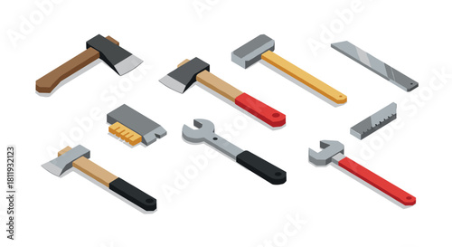Isometric tools set: diverse collection of construction and repair equipment