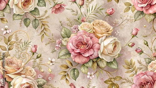 Pastel rose floral art