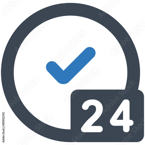 Round-the-Clock Reliability: A graphic illustrating the assurance of continuous availability, featuring a clock, a check mark, and the number 24, conveying a message of unwavering service.