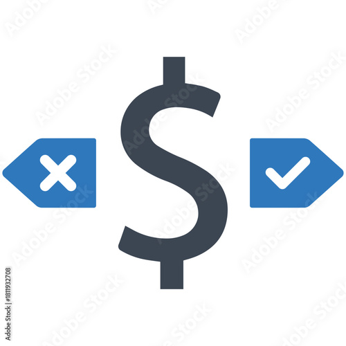 Dollar Sign Decision: A conceptual illustration depicting the complex choices and decisions in finance, business, or economics, where choices involve decisions with positive and negative outcomes.