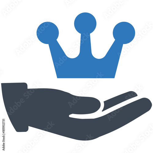 Regal Offering: The symbolic representation of generosity and authority, a stylized hand gently presents a vibrant crown. 