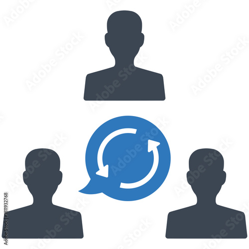 Dialogue Circle: A visual representation illustrating communication, dialogue, and interaction between three individuals, with the focus on conversation renewal.