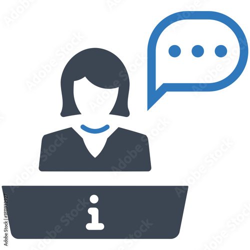 Receptionist: This image captures a visual representation of a service with a lady, the main element of customer service