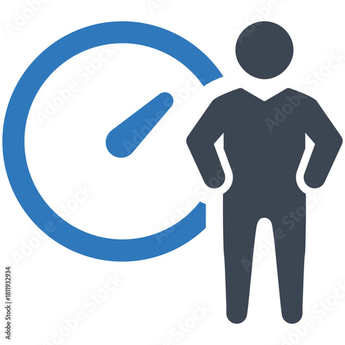 Time Management: A symbolic representation of effective time management and self-discipline, featuring a person next to a clock, conveying the importance of every moment.