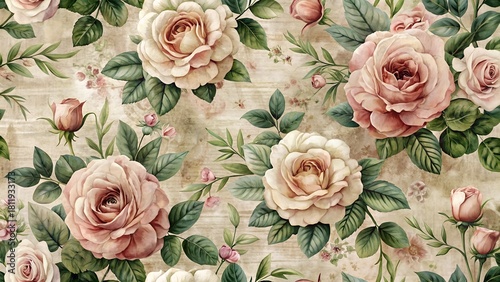 Vintage rose floral pattern
