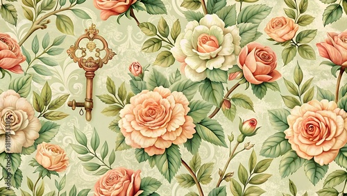 Rose pattern with key