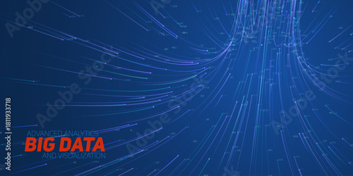 Abstract flow of data in cyber wormhole. Quantum computing information vortex. Digital singularity. Big data technology