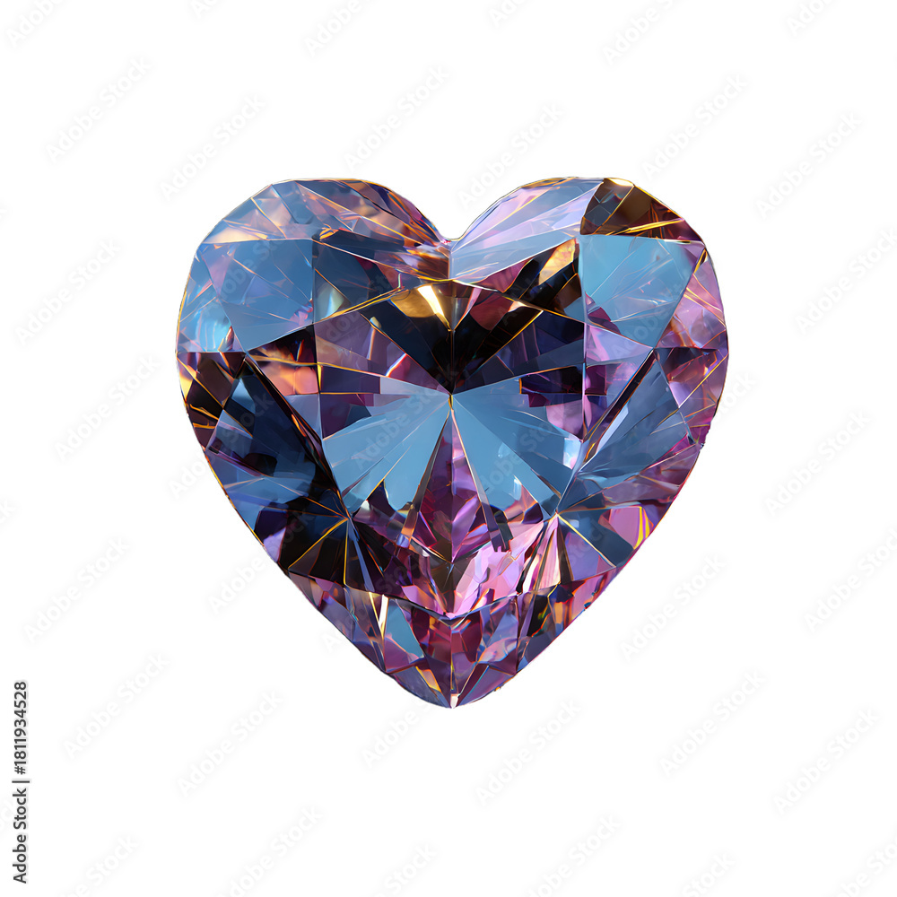 Fototapeta premium Heart Shaped Gem Sparkles on Black Background