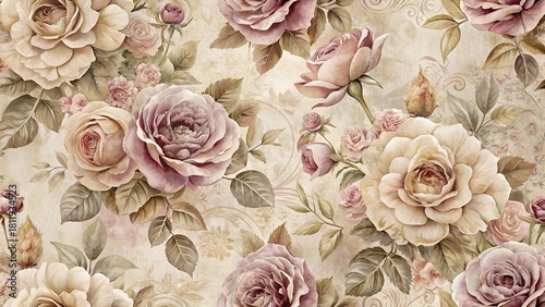 Vintage rose floral pattern