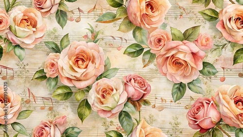 Rose music note print