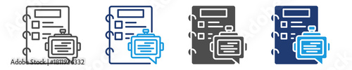 chatbot study guides icon set multiple style