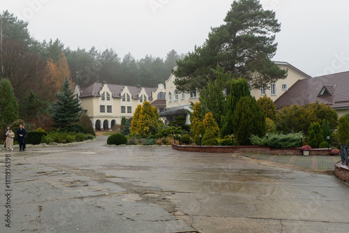 A damp, cloudy day with lush greenery. 