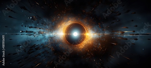 Fototapeta Naklejka Na Ścianę i Meble -  a light black hole coming out of the smoke,generative AI