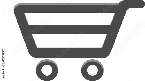 3D rendered shopping cart icon for e-commerce, online retail, web design, digital marketing, and mobile applications