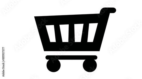 Black shopping cart icon for e-commerce, online store, supermarket, retail, purchase. Simple vector checkout symbol for web design.