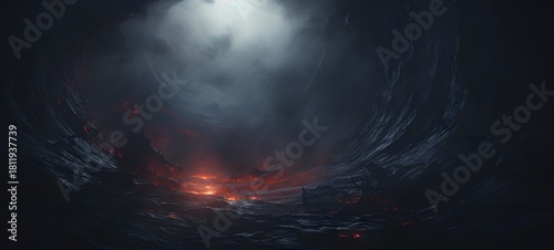 Fototapeta Naklejka Na Ścianę i Meble -  a light black hole coming out of the smoke,generative AI