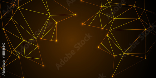 Abstract network of glowing points and lines. A wave of interconnected nodes. Intricate lines and dots creating a glowing abstract network on a dark background.