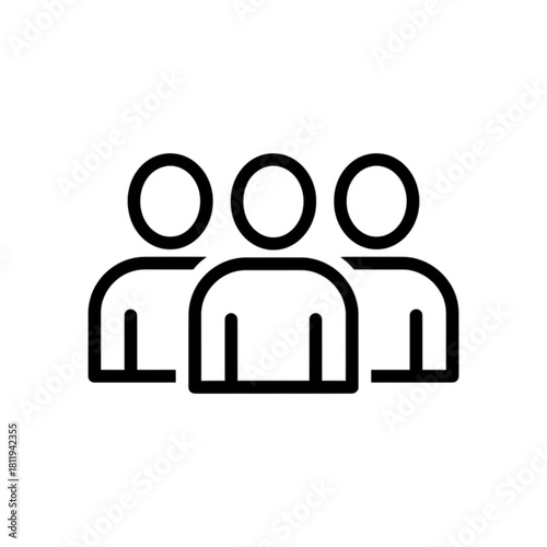 Monochrome Minimalist Outline Icon of Three Users or Team Members Vector Image