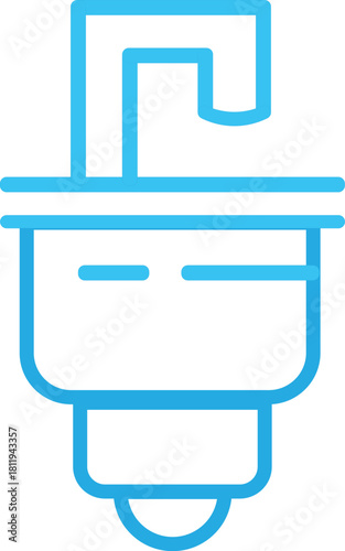 Simple line icon of a sink faucet plumbing fixture isolated