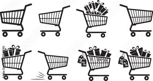 Shopping Carts with Gifts and Empty Carts Collection.