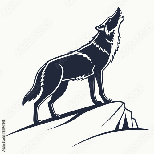 Wolf Howling on Rocky Outcrop Silhouette Keywords: wolf, howling, silhouette, rock, mountain