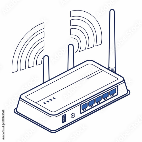 Wireless Router with Wi- Fi Signal Waves and Antennas wifi internet
