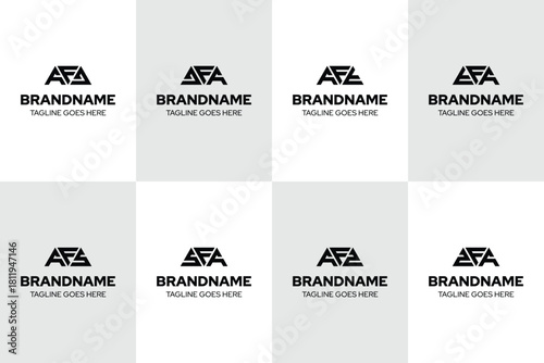 Letters AFJ JFA AFT TFA AFS SFA AFZ ZFA Logo Set