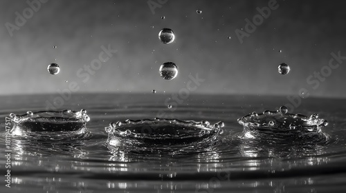 Elegantly Captured Mid-Air Droplet Dance: A Symphony of Light, Shadow, and Ephemeral Beauty in Fluid Motion