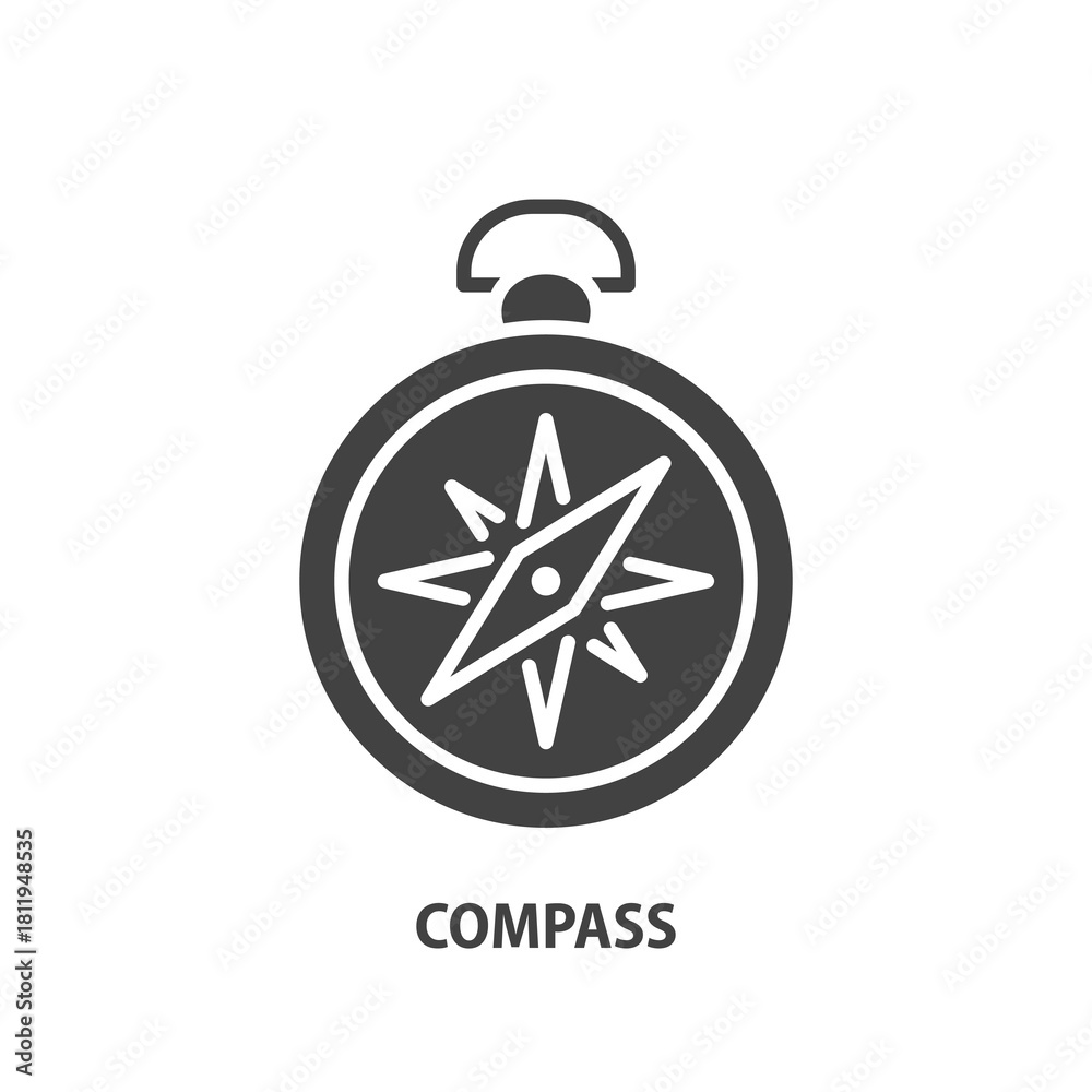 Fototapeta premium Compass glyph icon. Navigation vector symbol. Tourism sign.