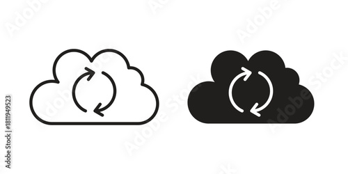 Cloud sync icons set. Pixel Perfect scalable icons.