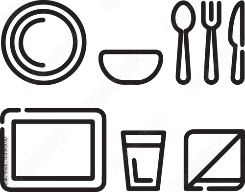 Restaurant menu design with kitchen utensils icons vector set illustration