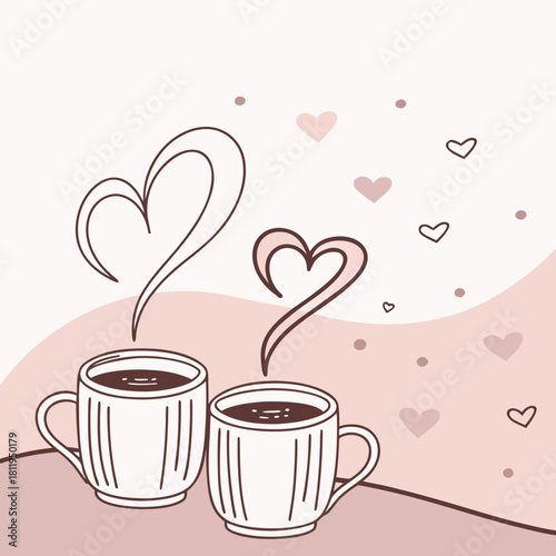 2 cups of coffee with hearts