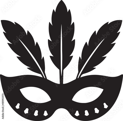 Elegant carnival mask with decorative feathers icon