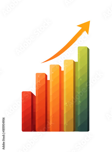 Colorful bar chart showing upward trend and growth with arrow Free Download Colorful bar chart showing upward trend and growth with arrow - GFXLoad