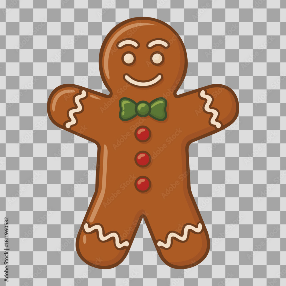 Fototapeta premium Gingerbread man cookie. Christmas icon Vector illustration.