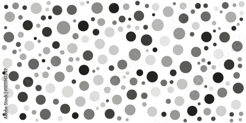 Random halftone. Pointillism style. Background with irregular, chaotic dots, points, circle. Abstract monochrome pattern. Black and white color. Vector illustration
