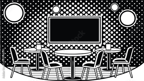 Manga Style Dining Room or Cafe Interior Vector