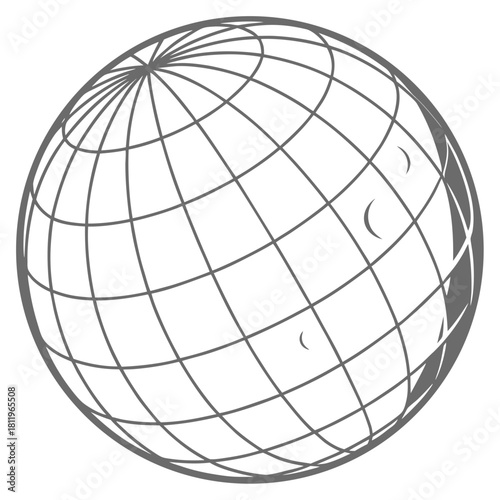 Outline of a Globe with Grid Lines on White Background sphere Earth