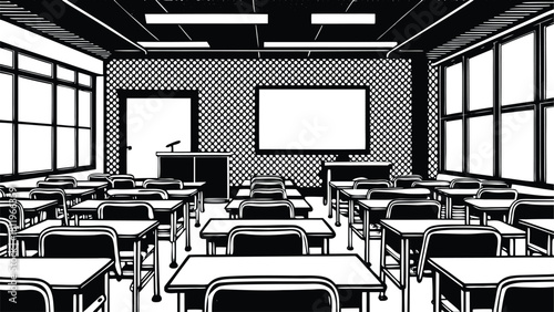 Manga Style Classroom Interior Vector Background