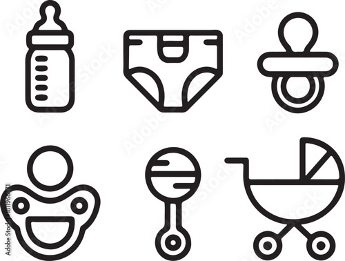 Baby icon set in simple vector design for health and medical themes
