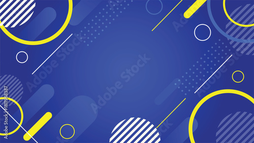 Abstract geometric background with circles lines and vibrant blue hues