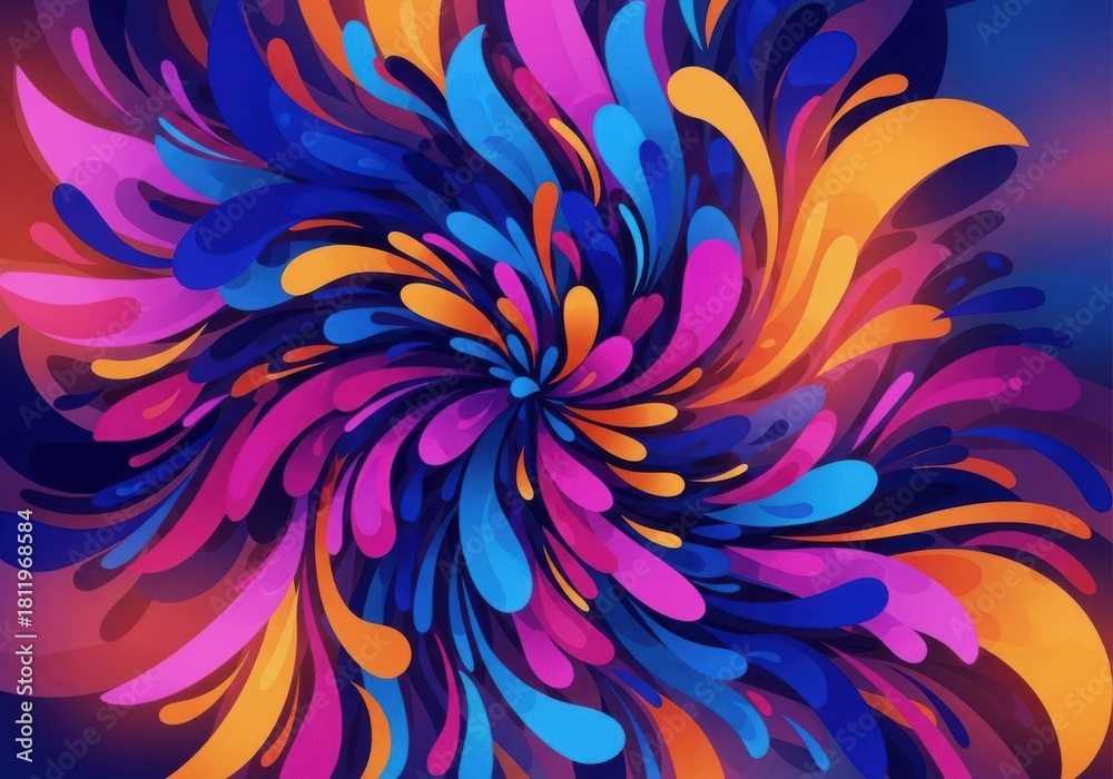 Fototapeta premium Vibrant abstract swirls of color exploding outward
