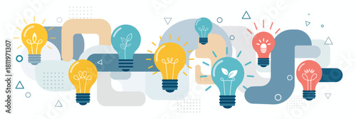Creative Light Bulb Ideas Concept – Innovation, Brainstorming & Business Strategy Illustration