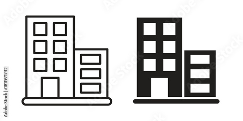 Office buildings icons set. Pixel Perfect scalable icons.