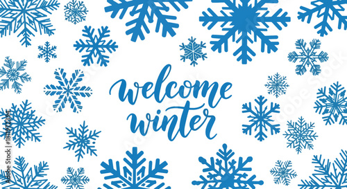 snowflake, mosaic, winter, pattern, cold, blue, holiday, vector, flat, solid, shape, geometric, season, icy, decorative, backdrop