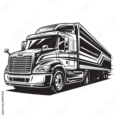 Semi Truck File, Truck Silhouette, Tractor Trailer, Freight Truck Clipart