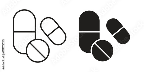 Pill icons set. Pixel Perfect scalable icons.